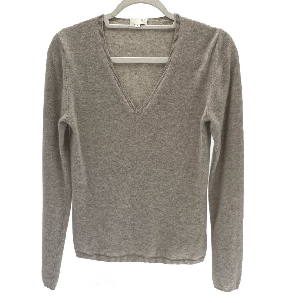 TSE 100% cashmere v-neck sweater grey heather M